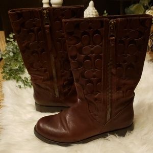 Coach leather Valentine boots Mahogany color sz9